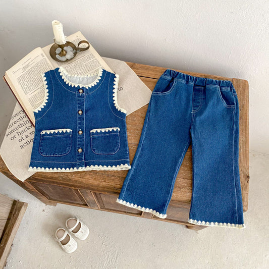 【BABY&KID】デニムベスト、ストレートデニムパンツSK100635
