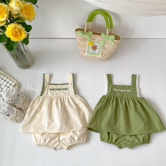 【BABY】夏新作 無地刺繍セットアップSK091327