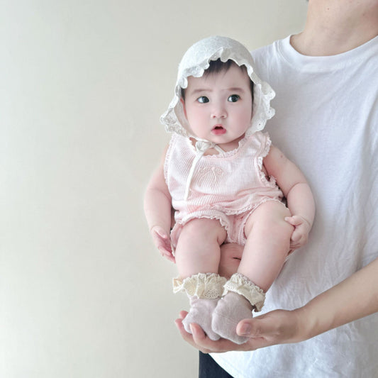【BABY】夏新作 蝶結び刺繍無地セットアップSK092218