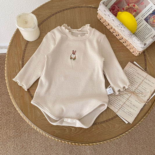 【BABY】リブクルーネックうさぎロンパースSK100710