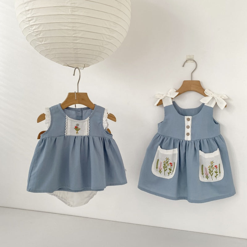 【BABY&KID】夏新作 韓国風花刺繍セットアップ、ワンピースSK104931