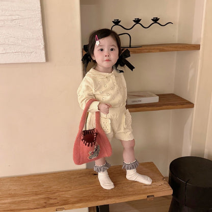 【BABY&KID-予約限定】透かしレースレトロ襟セットアップSK102233