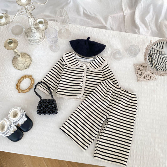 【BABY&KID】ストライプシンプルカラーセットアップSK092723