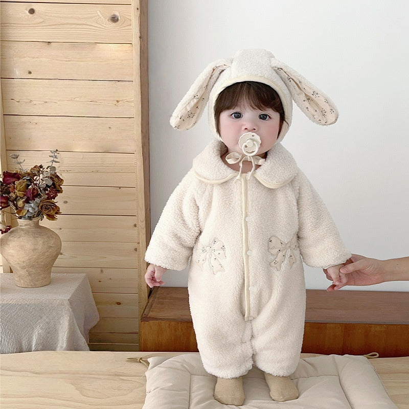 【BABY】冬新作蝶結び柄カバーオール&フードSK103215