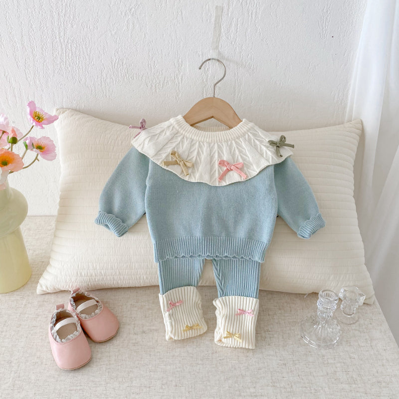 【BABY】キャンディカラー蝶結びニットセットアップSK092409