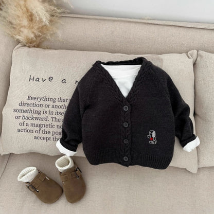 【BABY&KID】ワンちゃん刺繍ニットカーディガンSK100204