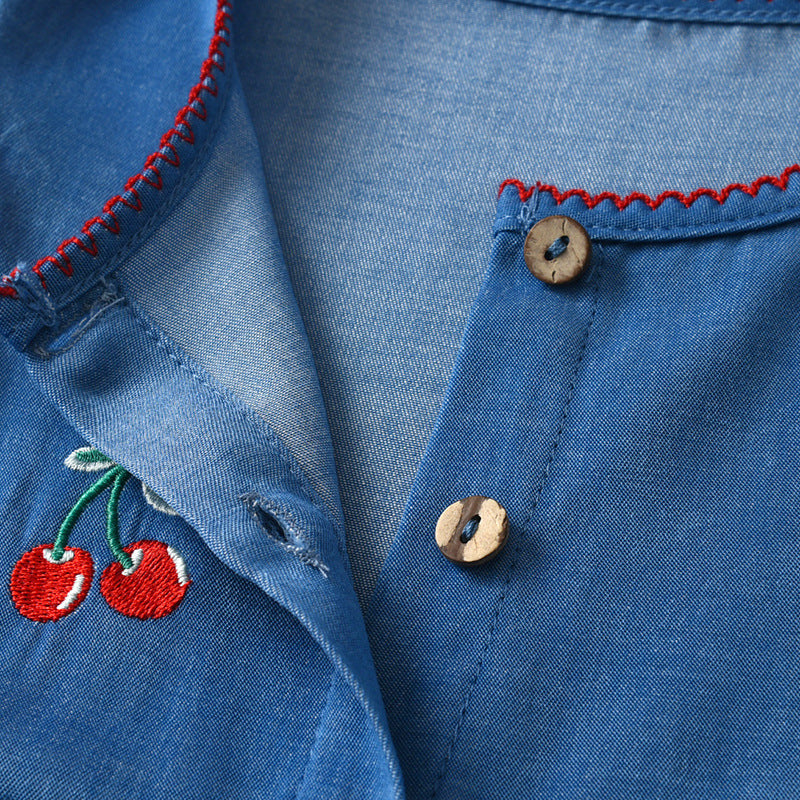 【BABY】夏新作 さくらんぼ刺繍カバーオールSK092602