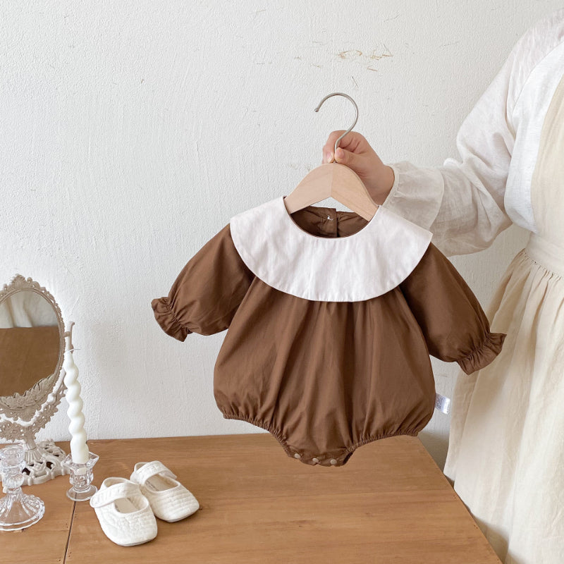 【BABY】長袖クルーネックロンパース、ワンピースSK100124