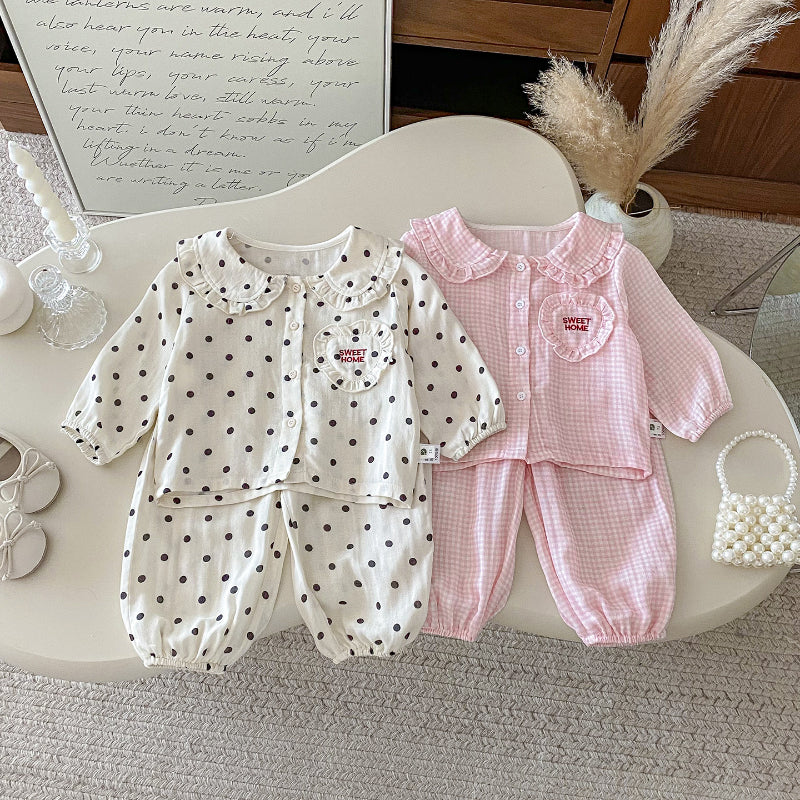 【BABY】ドット、チェックルームウェアセットアップSK100528