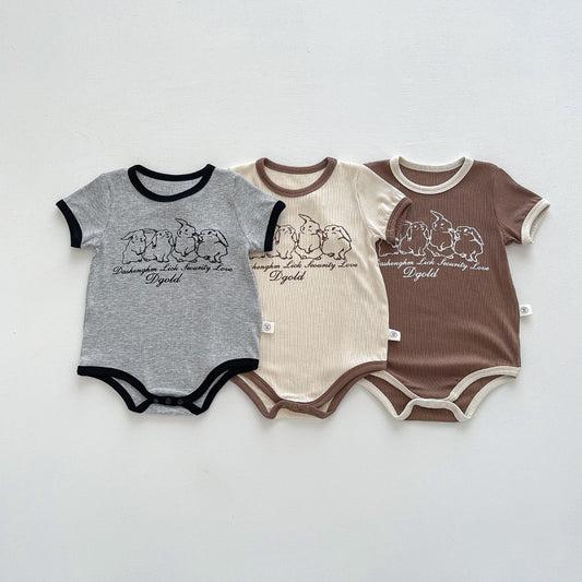 【BABY】夏新作 カートゥーンうさぎ柄ロンパースSK091323