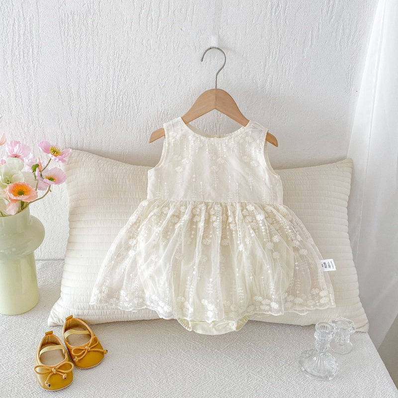 【BABY】夏新作刺繍チュールロンパースSK106510