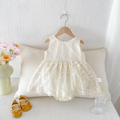 【BABY】夏新作刺繍チュールロンパースSK106510