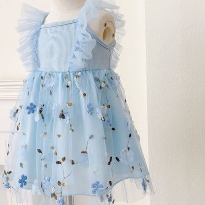 【BABY&KID】夏新作 刺繍アップリケ小花キャミワンピースSK091122