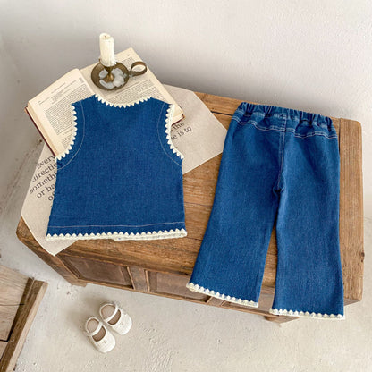 【BABY&KID】デニムベスト、ストレートデニムパンツSK100635