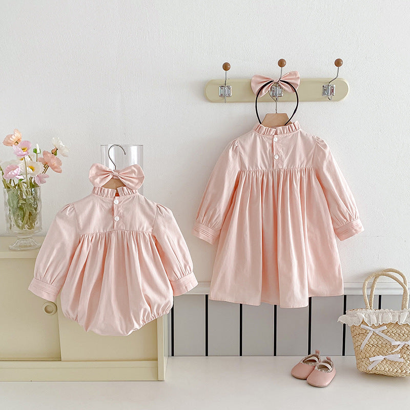【姉妹服】うさぎ刺繍ロンパース、ワンピースSK101129