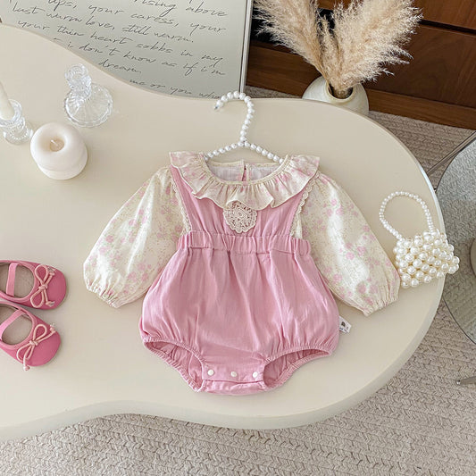 【BABY】花刺繍サロペットロンパース&小花柄ブラウスSK100413