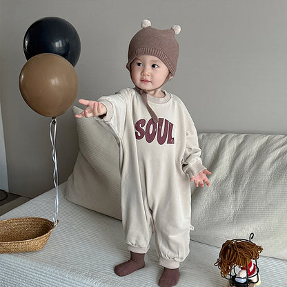 【BABY】SOULシンプルな英字カジュアルロンパースSK11531