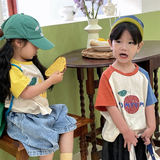 【BABY&KID】夏新作 フルーツプリント半袖TシャツSK080502