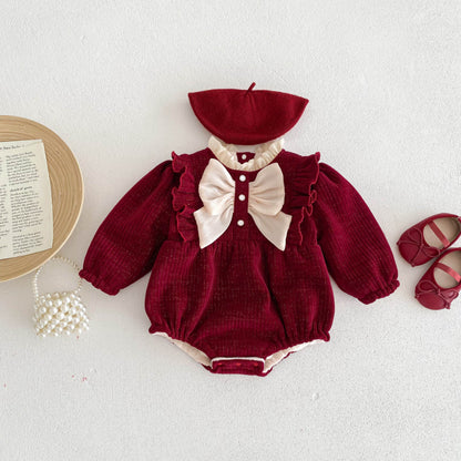 【BABY】冬新作大きなリボンのスイートカバーオールSK102714