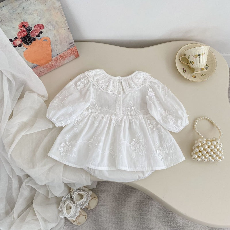 【BABY】おしゃれジャガード丸首ロンパースSK104104