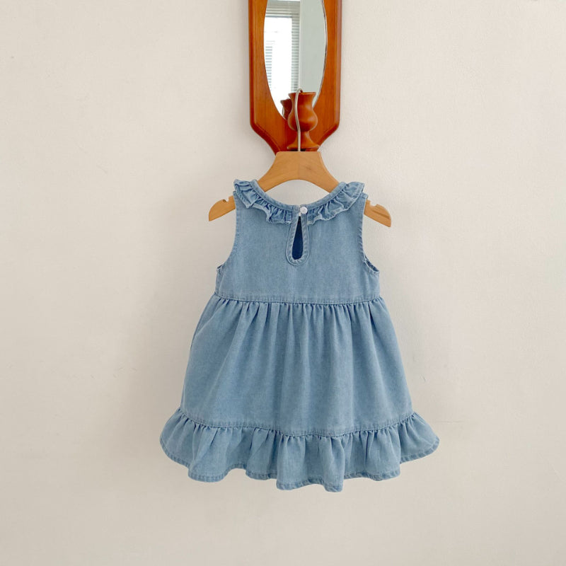 【BABY&KID】夏新作 デニム刺繍ワンピースSK080109