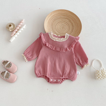 【BABY】シボ生地フリル襟ロンパースSK103621