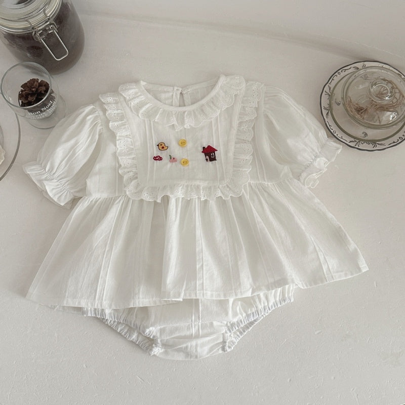 【BABY】夏新作ひよこハウス刺繍セットアップSK106006