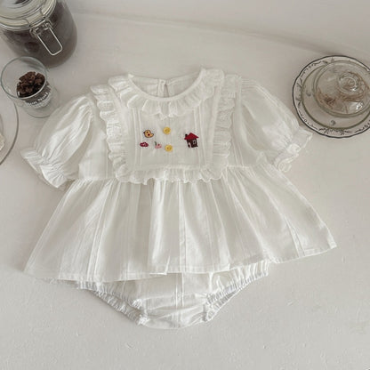 【BABY】夏新作ひよこハウス刺繍セットアップSK106006