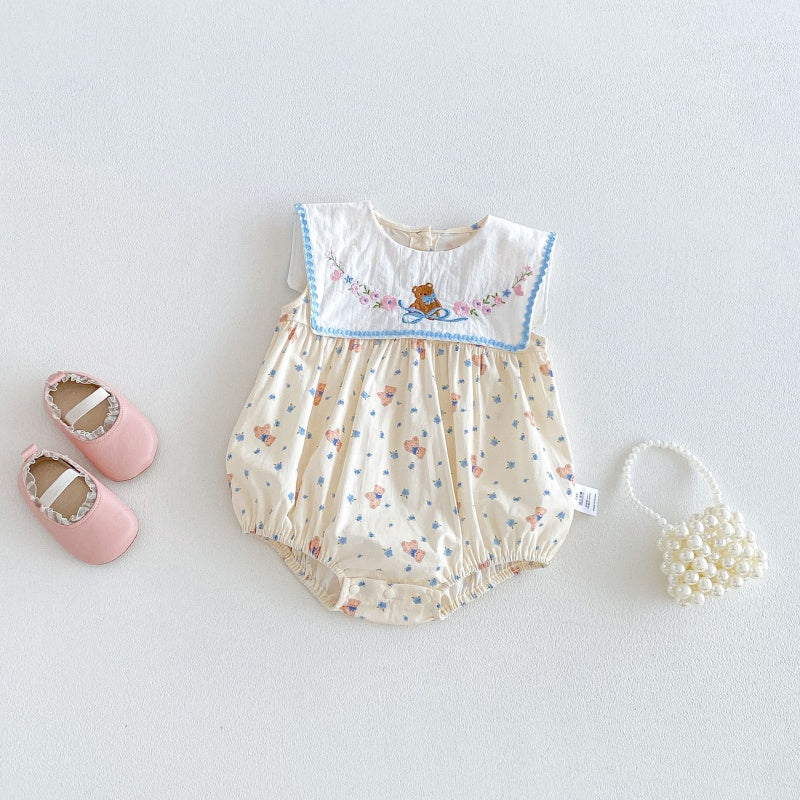 【BABY】夏新作くま小花柄ロンパースSK106415