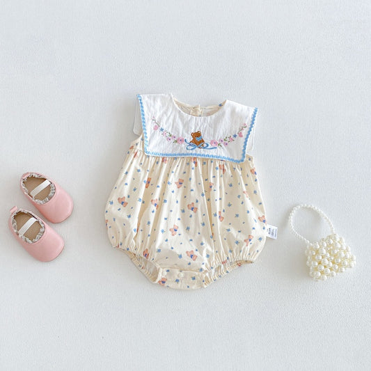 【BABY】夏新作くま小花柄ロンパースSK106415