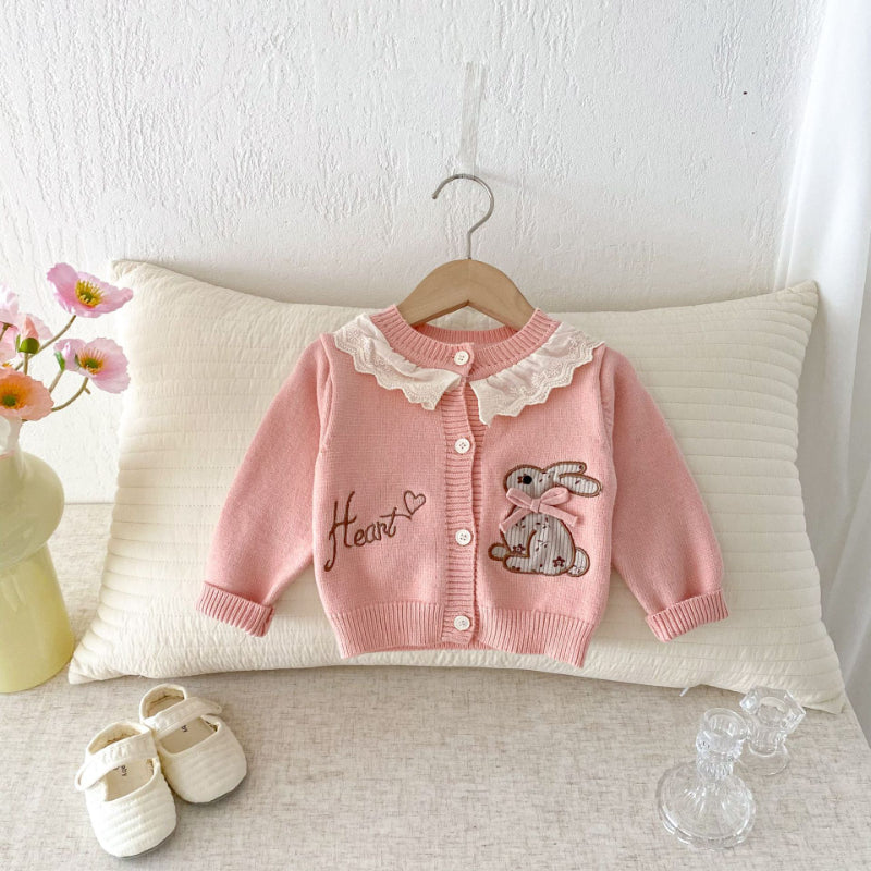 【BABY】刺繍うさぎニットカーディガンSK092428