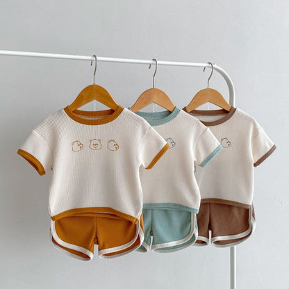 【BABY】夏新作 ワッフルくまセットアップSK091605
