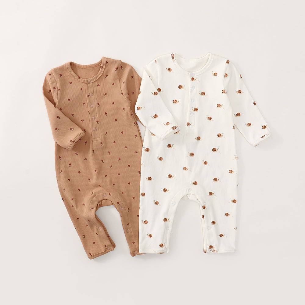 【BABY&KID】北欧風 カタツムリ柄、いちご柄オールインワンSK012520