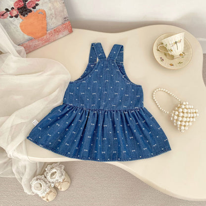 【BABY&KID】リボンジャンパースカート、さくらんぼ刺繍襟ＴシャツSK100843