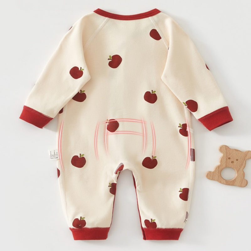 【BABY】北欧風りんご、ドット柄カバーオール＆帽子SK102612