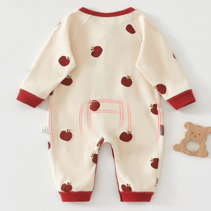 【BABY】北欧風りんご、ドット柄カバーオール＆帽子SK102612