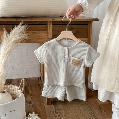 【BABY&KID】夏新作ワッフルくまセットアップSK105019