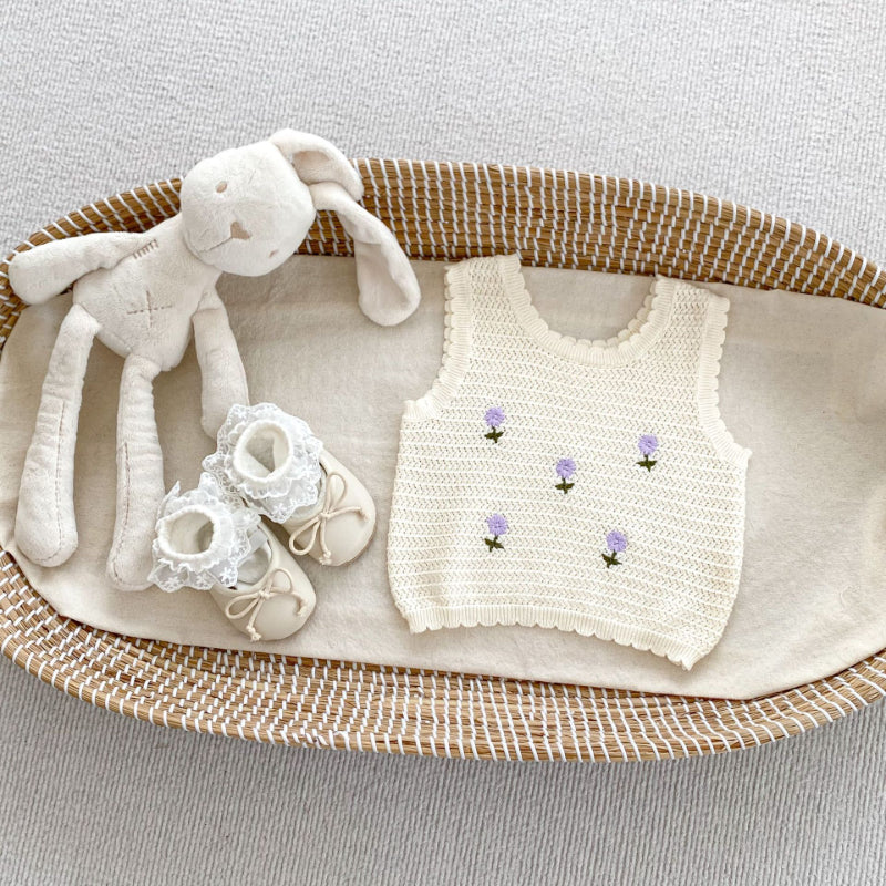 【BABY】夏新作 刺繍、無地ニットベスト、スカートSK071922