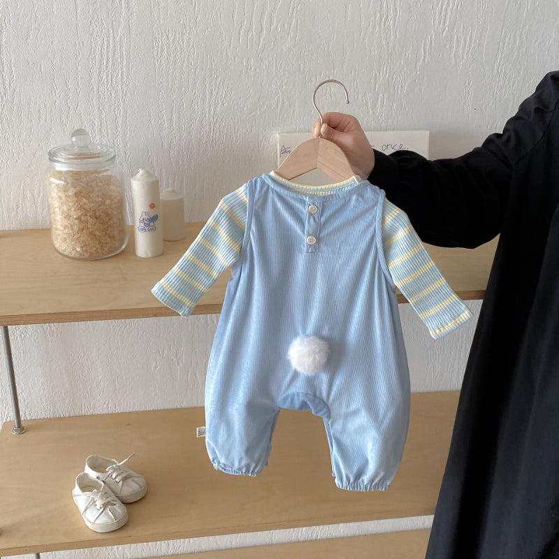 【BABY】アヒルサロペット＆ボーダーインナーSK092515