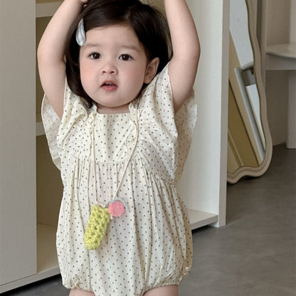 【BABY】夏新作 フラワー、ドット柄ロンパースSK082305