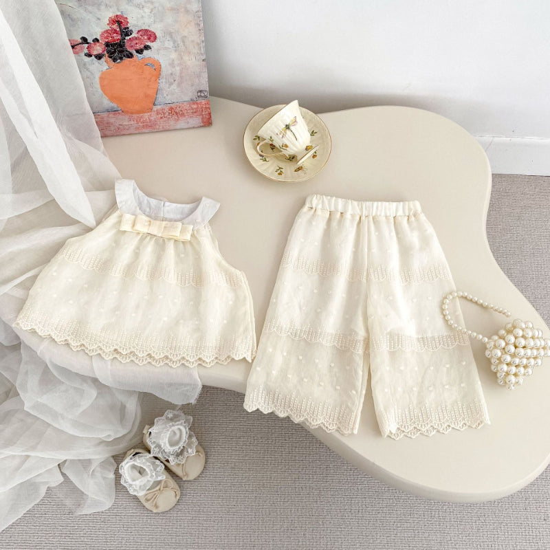 【BABY&KID】夏新作 クリームトップス＆パンツSK080116