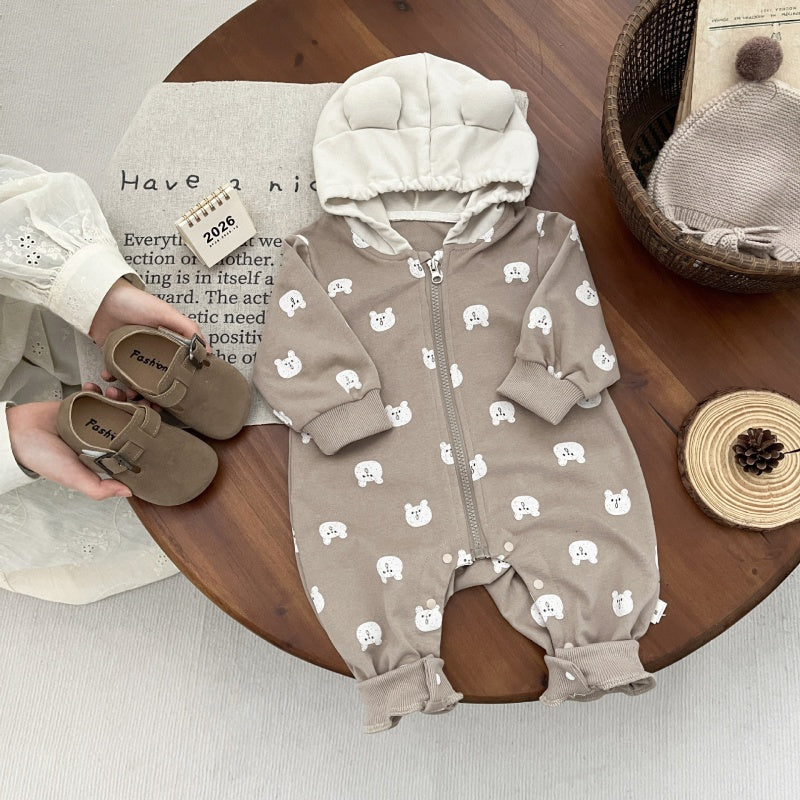 【BABY】くまさんフード付きカバーオールSK104108