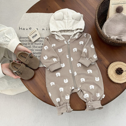 【BABY】くまさんフード付きカバーオールSK104108