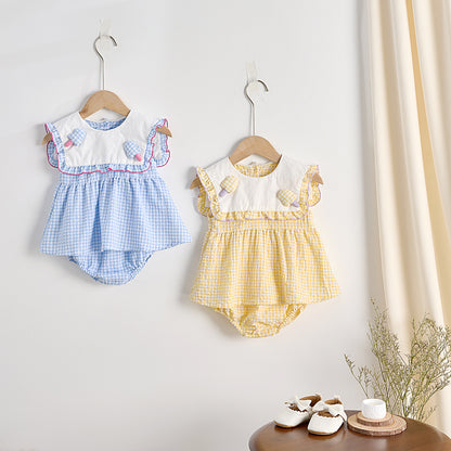【BABY】夏新作 アイスクリームグリッドセットアップSK072310