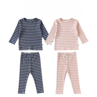 【BABY&KID】北欧風長袖ボーダーセットアップSK101330