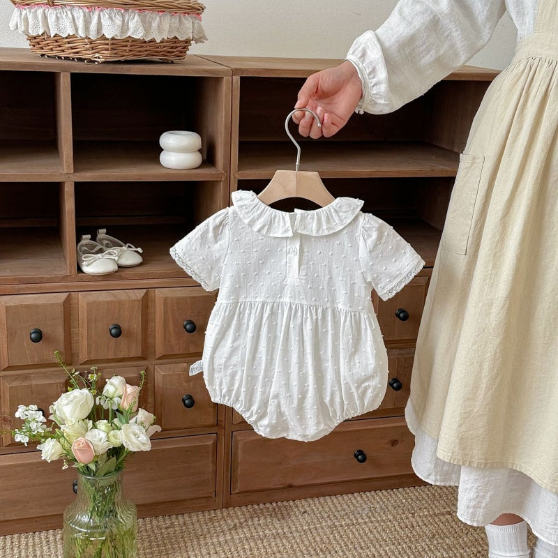 【BABY】夏新作 ラウンドネック刺繍ロンパースSK104909