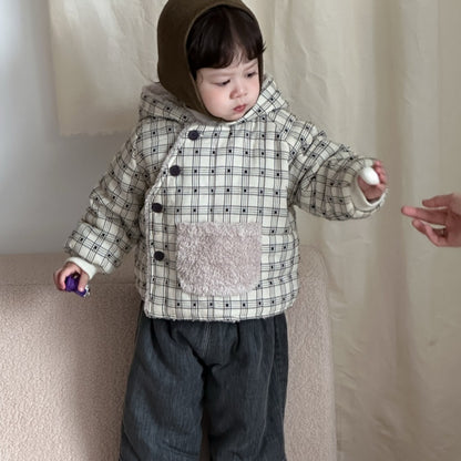 【BABY&KID】冬新作チェックフード付きジャケットSK103126