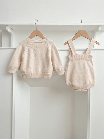 【BABY】レトロポンポン付きカーディガン、サロペットSK022708