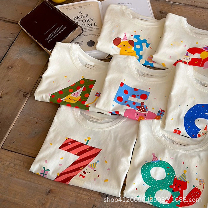 【BABY&KID】夏新作 コットンキャラクタープリント半袖TシャツSK091625