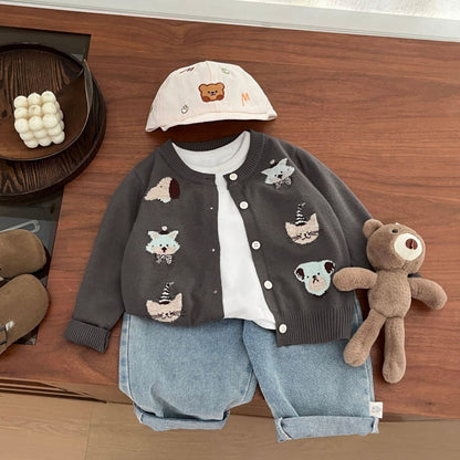 【BABY&KID】韓国風カートゥーンニットカーディガンSK101823